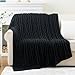 Battilo Black Throw Blanket for Couch, Cable Knit Blanket for Bed,Chair, Home Decor, Soft Cozy Woven Chenille Throw Blanket, Decorative Boho Throw Blanket, 51