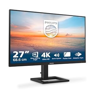 PHILIPS 27E1N1800AE – 27 inch Ultra HD monitor, speakers, height adjustable, HDR10 (3840×2160, 60 Hz, HDMI 2.0, DisplayPort 1.4) black