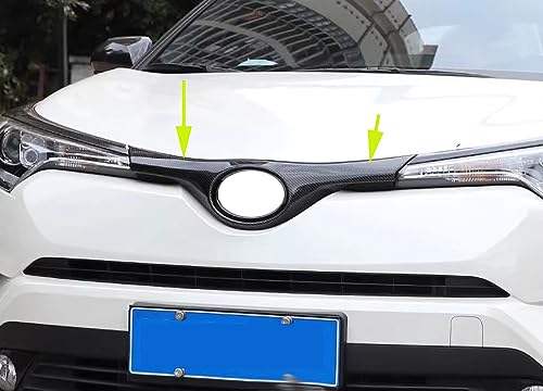 Image of Car Accessories Fit for Toyota C-HR CHR 2017 2018 2019 2020 2021 2022 ABS Exterior Front Center Grill Grille Cover Decorative Molding Trim 1PC Set (Carbon Fiber)