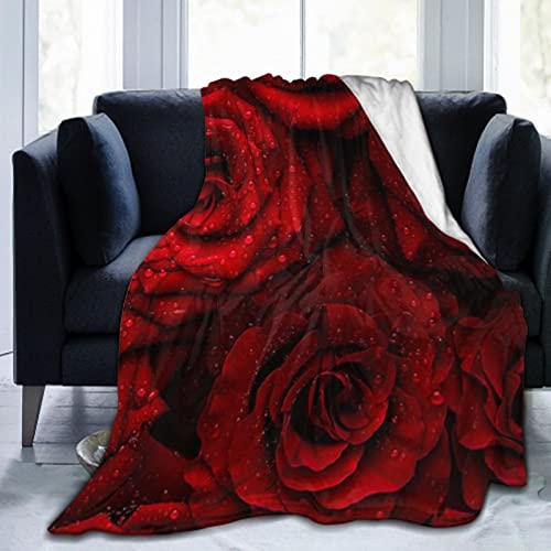 Novelty Throw Blanket Ultra Soft Plush Throw Blankets Fluffy Red Rose Throw Blanket Gifts For Christamas And Birthday #TOP7