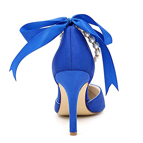 TarfiC Women's Platform Satin High Heels Pumps Closed Toe Pearl Strap Ankle Strap Shoes for Casual Work Wedding Dress Shoes2