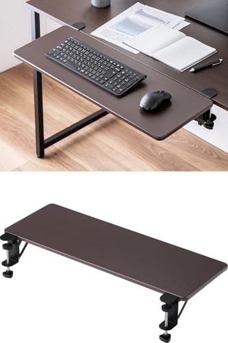 サンワダイレクト デスクエクステンダー 折りたたみ クランプ式 幅70×奥行25cm 耐荷重5kg 後付け デスク 机 拡張 延長 ブラウン 100-KB024M