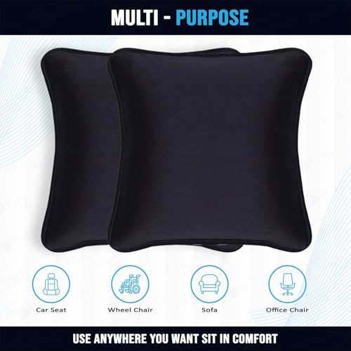 Image of Kingsway Memory Foam Car Seat Cushion Pillow, Pack of 2, Universal Fit for Long Drive Travel Comfort, Super Soft Suede Backrest Pillow with Head and Neck Support for Cars and SUVs, Chocolate