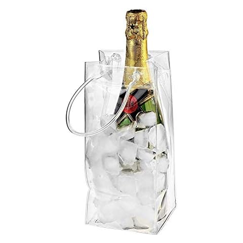 2 Pack PVC Leakproof Ice Bag, Champagne Wine Ice Bag, Basic - Ice Tote Portable Ice Bucket Wine and Champagne Bottle Chiller with Carry Handle 10x4inches Cover