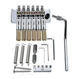 OVSAL 10.5mm Headless Electric Guitar Bridge Chrome Brass Block Saddle Hardened Steel Plate 2 point tremolo bridge for 6 String Headless Electric Guitar Replacement parts