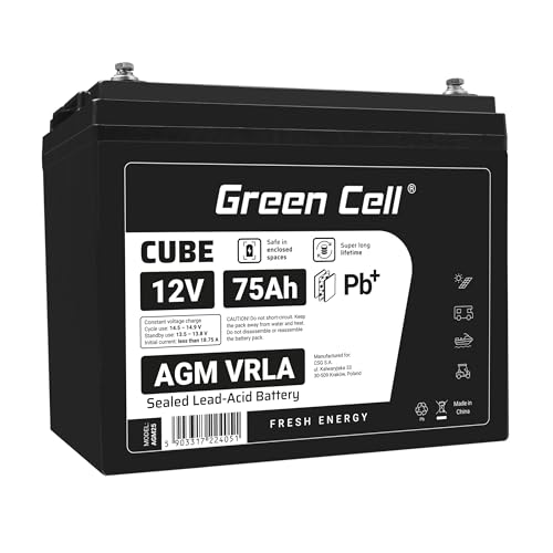 Batterie de rechange sans entretien Green Cell 12V 75Ah AGM contre les pannes