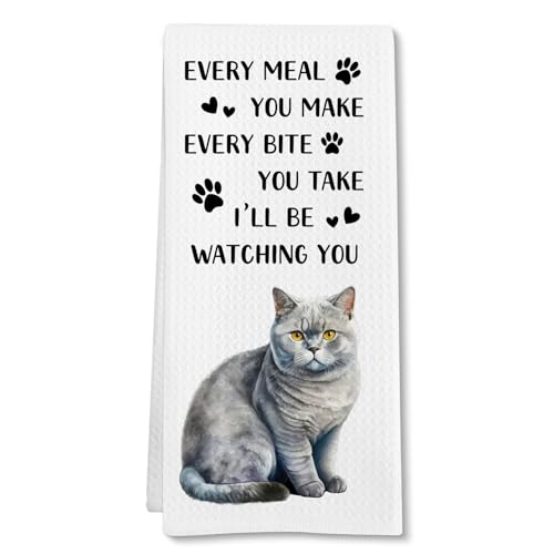 FSTCSV Funny British Shorthair Cat Kitchen Towels, British Shorthair Gifts
