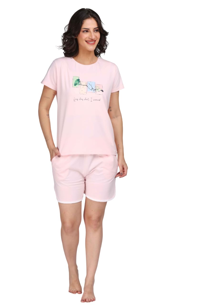 Graphic Print Shorts Set for Women | Ultra-Soft Fabric | Breathable Summer Co-ord | T-Shirt & Shorts for All-Day Comfort-image-29