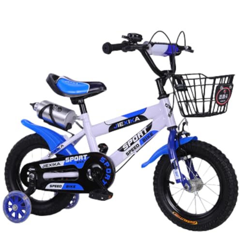 Dazzix子供用自転車子ども用自転車 2 3 4 5 6歳12インチ 14インチ 16インチ18インチ20インチ ジュニア用自転車 高さ調節可能で男の子にも女の子にも誕生日プレゼントに最適です ゴムタイヤを装備 (14インチ+ケトル,ブルー)
