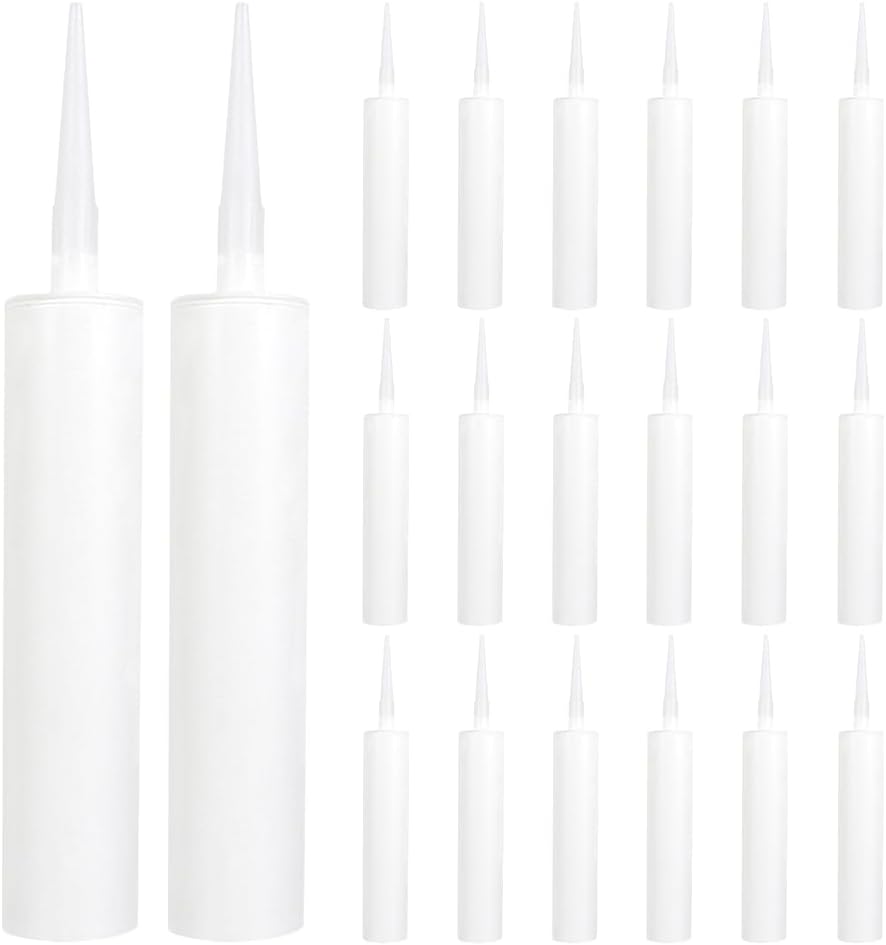 Toyvian 20pcs Empty Caulking Sealant Tubes Refillable Cartridges for Grout Cracks Tiles Repairs for Home and Professional Use