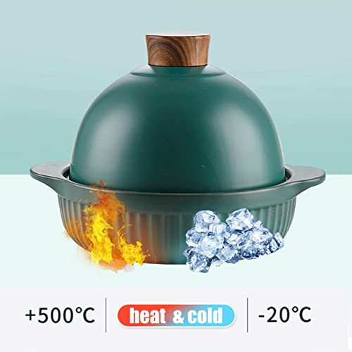 YAOHY Der Keramische Schmortopf Mit Deckel Taken Schmorpfanne Sauerteigbrot Backen, Küche Zum Kochen Von Kochgeschirr Offenes Feuer Gusseisen Schmortopf(GrüN)