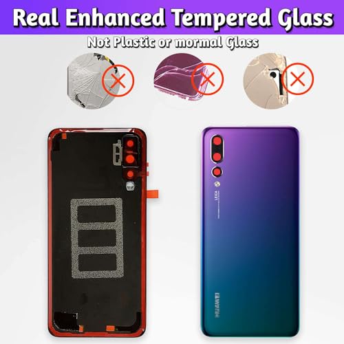 LUVSS Back Glass Cover Replacement Compitable for Huawei P20 Pro Rear Cover + Camera Lens + Repair Manual DIY Tools Kit (Aurora) - Image 2