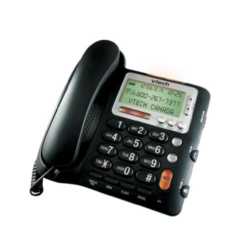 VTech CD1281 Corded Big Button Telephone with Speakerphone, Volume Boost and Caller ID, Desk or Wall Mount (Not Answering Machine)” ,Black
