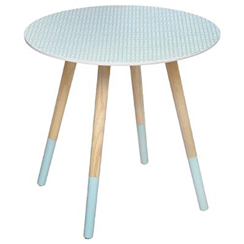 Table café Mileo coloris bleu imprimé en Mdf et pin - Dim : L48 x l48 x H45 cm -PEGANE-
