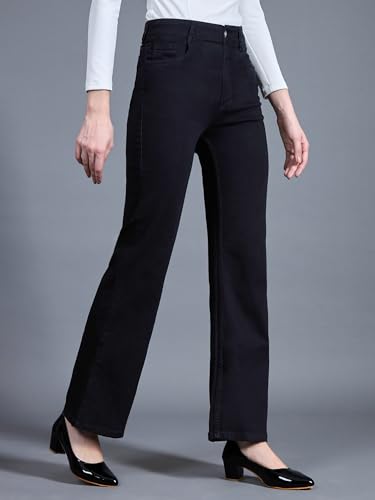 Image of Miss Chase Women's Wide-Leg High-Rise Regular-Length Stretchable Shaping Denim Jeans