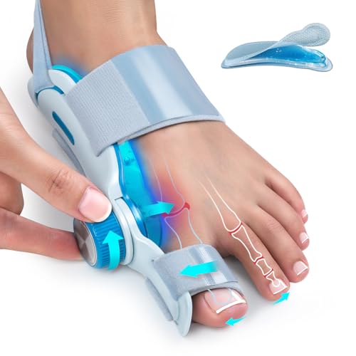 Tech Love Orthèse Hallux Valgus avec Coussin Rafraîchissant, Réglage du Bouton Correcteur Hallux Valgus Avec 3 Angles De Fixation Pour Orteils Séparateur...
