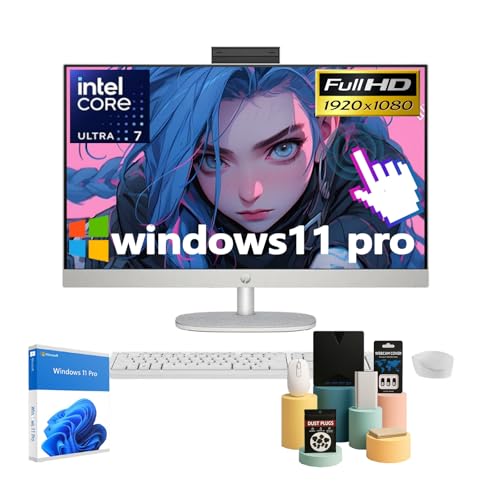 Image of HP 27 inch Touchscreen All-in-One Desktop Computer, FHD Touch Screen, Intel Ultra 7 155U (Up to 4.8 GHz), Intel Graphics, Wireless KB & Mouse, Windows 11 Pro, Wi-Fi 6, w /Accessories, 32GB DDR5, 1TB SSD