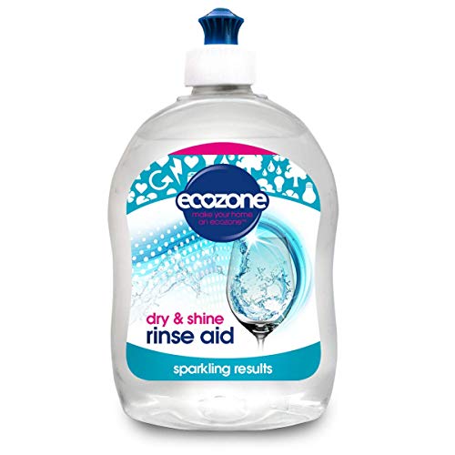 EcoZone Rinse Aid Natural Rinsing Aid for Dishwashers Dry & Shine Gentle Formula for Sparkling & Streak-Free Results Leaves Glass & Crockery Hygienically Clean Vegan Friendly Solution (500ml)