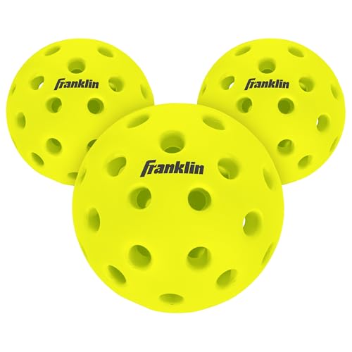 Franklin Sports Silent Serve Foam Pickleballs - Quiet Soft Pickleballs for Noise Reduction - Indoor + Outdoor Official Size Balls - Great for Practice + Training - 3 Pack - Optic Yellow