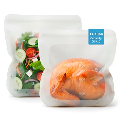 Reusable Silicone Food Storage Gallon Bags (2 Pack)