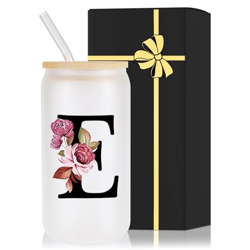 Monogrammed Glass Drinking Cup With Lid Straw Best Female Friend Happy Birthday Ideal Close Women Bf...