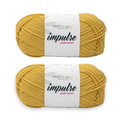 Image of WOAFashions Impulse Hand Knitting & Crochet Yarn, Premium Acrylic, 4 : Medium (Dandelion) (2x100gms / 3.5oz / 200mtr / 218yds)