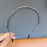 Qazuoik 2 Pack Hairpin Headbands For Women,Light Luxury Rhinestone With Teeth And Anti-Slip Hair Band, Bangs And Broken Hair Artifact, Princess Temperament Versatile Headwear (white)