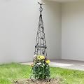 GOOOXIM Garden Obelisk 40.5 Inch Metal Trellis for Climbing Plants - Sturdy Support for Rose Bushes & Tall Vines, Featuring Decorative Bird and Leaf Elements, Perfect for Garden Decor