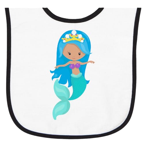 inktastic Latina Mermaid, Cute Mermaid, Blue Hair, Crown Baby Terry Cloth Bib