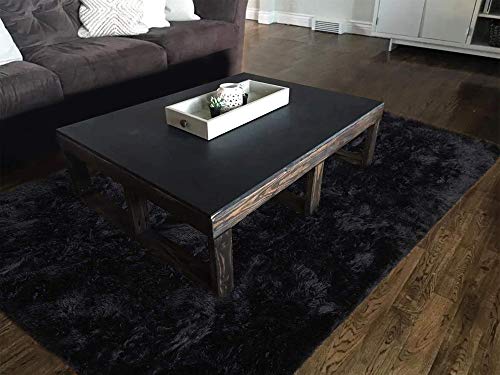 Image of Tauhid Carpet Handmade Super Soft Shag Carpet Rug Microfiber Area Carpet Rug for Living Room, Bedroom, Home Decor 2x5 feet Runner Black