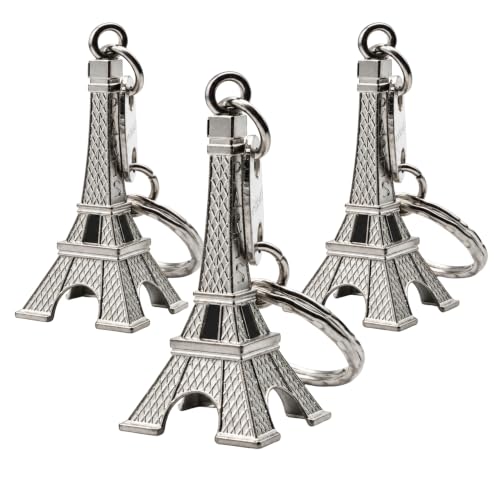 Llavero Torre Eiffel metálico, Miniatura de la Torre Eiffel, 3 Unidades