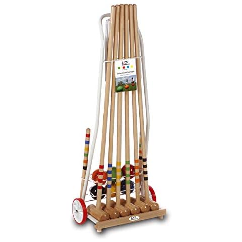 GICO Qualitäts - Krocketwagen aus Metall/Krocket/Croquet für 6 Spieler Erwachsenenlänge. Der Outdoor/Garten Spielspaß mit Qualitätsware aus Massivholz-Made in EU-3126 Cover