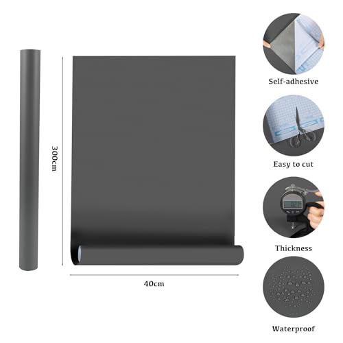 Papel pintado autoadhesivo de plástico lavable de alta densidad gris oscuro 3