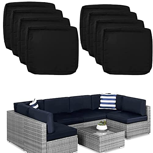 Fundas de cojín para patio negro 20x18x2 repuesto de sofá exterior de ratán 2