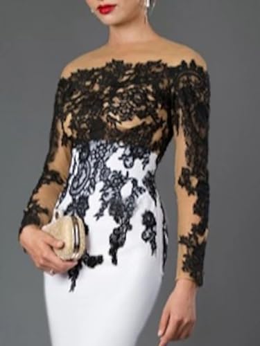 Mermaid/Trumpet Elegant Evening Dress Wedding Guest Dress Jewel Neck 3/4 Length Sleeve Floor Length Appliques 20244