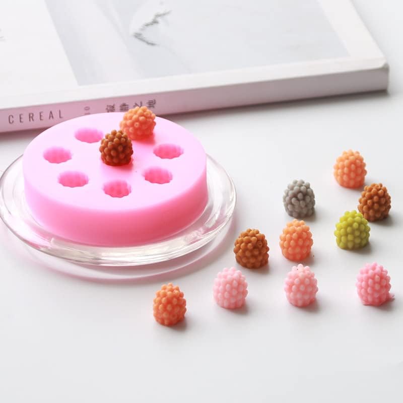 Miniatura 5 de Cestony 4 moldes de silicona en forma de mini frutas 3D fresa, naranja, frambuesa, arándano, para bricolaje, pastel, fondant, galletas, jabón, pudín