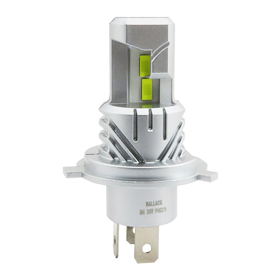 BALLACK Lampadina LED H4 24V per Camion e Bus, Luce Bianca 6500K, Canbus Integrato Anti-Errore, Design Senza Ventola (Fanless), Installazione Plug & Play