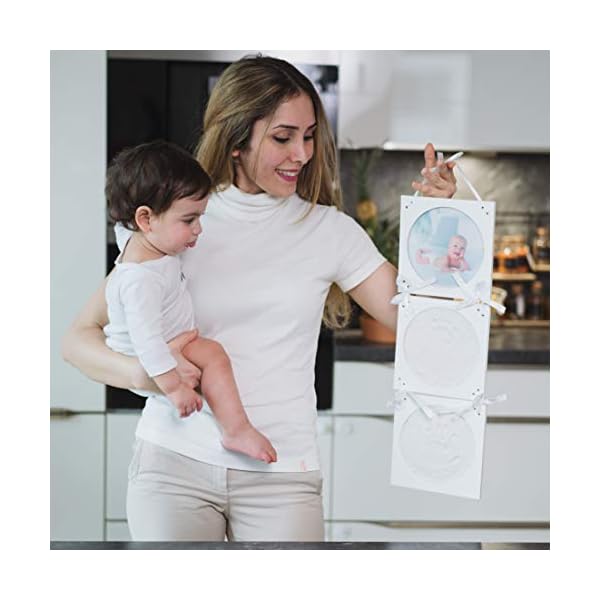 LALFOF® Cornice Impronta Mani e Piedi Neonati 7in1 Con Nome e Porta Oggetti. Cornice Impronte Neonato Personalizzabile (lista Nascita Bebè).Kit Impronte Mani e Piedi Neonato Dermatologicamente Testato