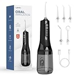 Hydropulseur Portable, 4 Modes de Nettoyage, Réservoir Amovible 300ML, IPX7 Étanche, Irrigateur Oral, Recharge USB-C, 40 Jours d'Autonomie, pour Hygiène Bucco-Dentaire/Orthodontie/Gencives Sensibles