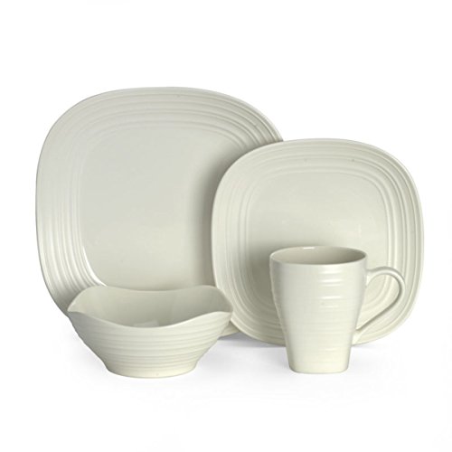 Mikasa Swirl Square 4 Piece Place Setting, White