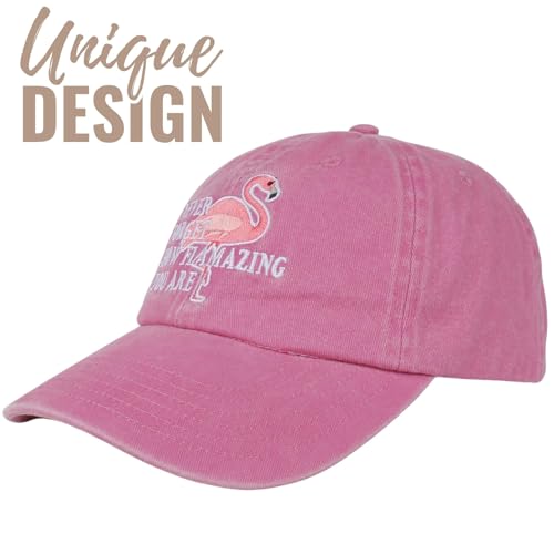 Image of InnoBeta Flamingo Gifts for Women Flamingo Lovers, Adjustable Vintage Baseball Cap Washed Cotton Embroidered Hat