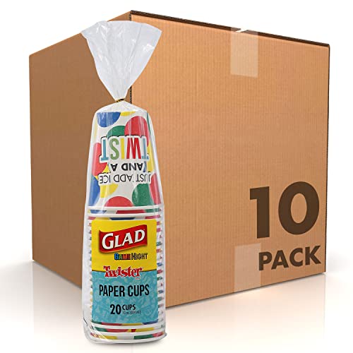 Glad Game Night Twister Disposable Paper Cups | Family Game Night Twister Paper Cups, Classic Board Games Fun, Twister Game Paper Drinking Cups | 12 Oz Paper Cups, 200 Count #TOP25