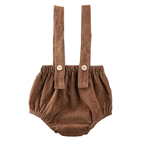 YINGISFITM Newborn Baby Girl Boy Solid Overalls Shorts Corduroy Strap Suspender Trousers Cute Baby Clothes Outfits (18-24 Months,Brown)