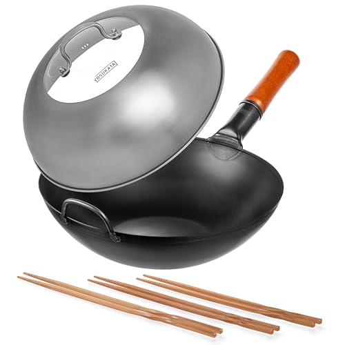 Wok de Acero Carbono YOSUKATA 13,5 pulg con tapa miniatura 1