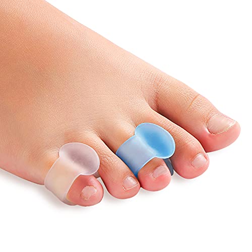 Pinky Toe Separators for Overlapping Toes, 16 Pieces Silicone Bunion Corrector for Women, Men, Gel Toe Spacer for Toe Alignment Spreader, Reusable Small Toe Dividers, Blue