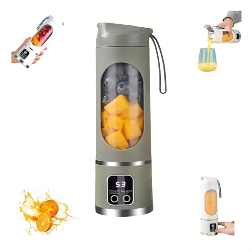 Exprimidor de pantalla digital, pantalla LED inteligente, mezclador multimodo recargable por USB, botella de jugo portátil, fácil de operar y fácil de limpiar, para madres, entusiastas del fitness y