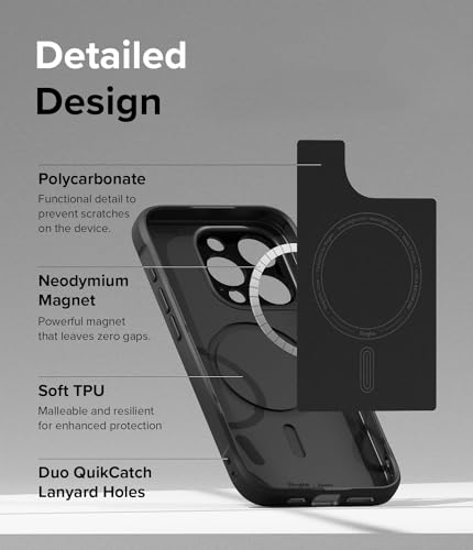 Ringke Onyx for iPhone 15 Pro Max Case, [Compatible with MagSafe] Oil & Dirt Resistant, Individual Lens Covers for Cameras, Non-Slip Enhanced Grip Lightweight Cover - Magnetic Black - Thumbnail 7