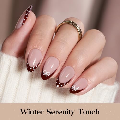 Image of Beetles X Press Red French Tip Press On Nails - Rouge French | 5 Colors Short Almond Press On Nails | 16 Sizes 160 Pcs Natural Salon Quality For Nails