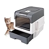 LCZLBRRD Enclosed Totally Cat Litter Box, Kitty Litter Box with Lid, Anti-Splashing Easy to Clean Drawer Type Tray, Premium Covered Kitten Litter Box, Front Entry Top Exit, 18.5x14.4x13.4 Inches