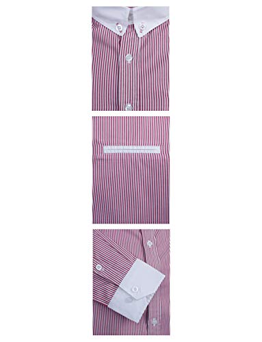 Tam Ware Mens Classic Vertical Striped Fake Pocket Longsleeve Shirt Twcms01-Red-Us S #TOP4